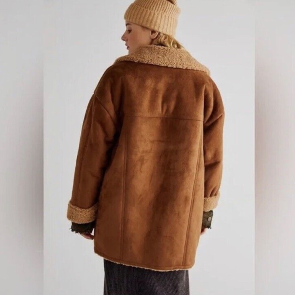 Free People Brown Diogo Shearling Leather Jacket - Picture 2 of 13